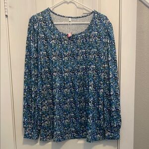 Floral Blue Women's Top